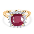 D'Joy AA Afrikanischer Rubin (Fissure gefüllt), Moissanit Ring 925 Silber 750 Gelbgold Vermeil (Größe 18.00) ca. 5,64 ct