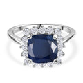 D'Joy AA Diffundierter blauer Saphir, Moissanit Ring 925 Silber rhodiniert (Größe 17.00) ca. 4,53 ct