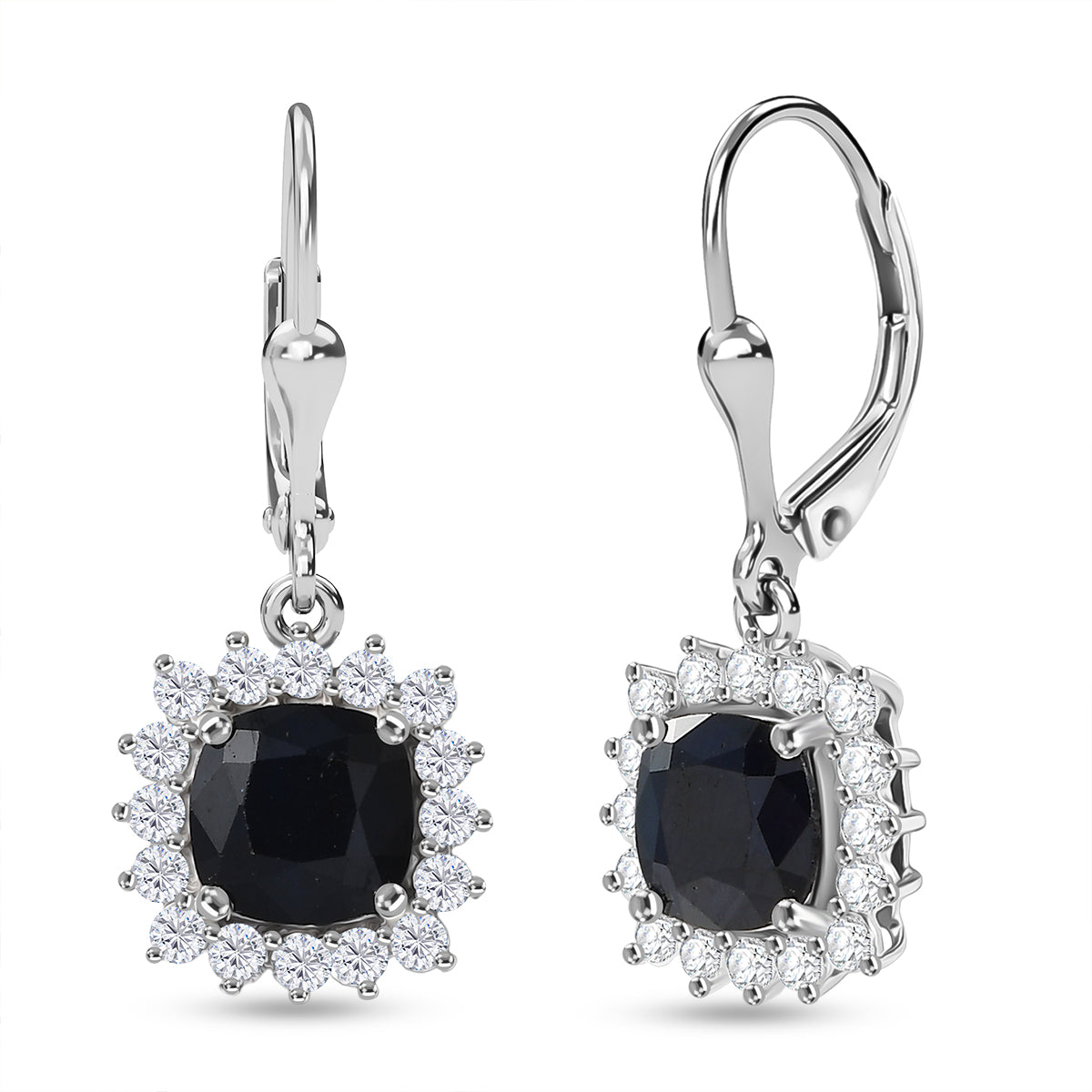 D'Joy AA Diffundierter blauer Saphir, Moissanit Ohrringe 925 Silber rhodiniert ca. 4.31 ct