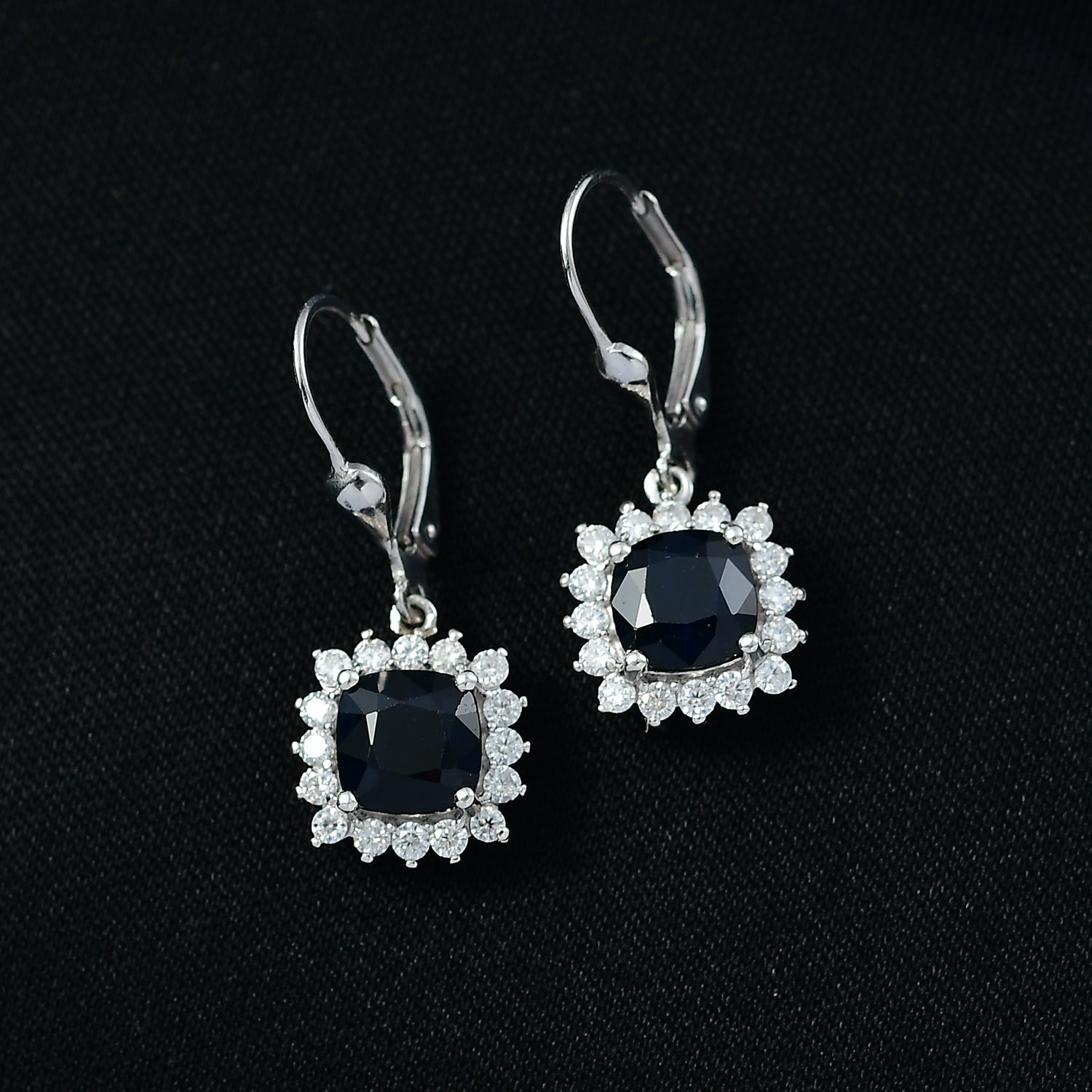 D'Joy AA Diffundierter blauer Saphir, Moissanit Ohrringe 925 Silber rhodiniert ca. 4.31 ct