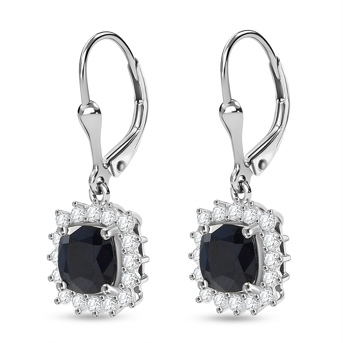 D'Joy AA Diffundierter blauer Saphir, Moissanit Ohrringe 925 Silber rhodiniert ca. 4.31 ct