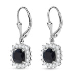 D'Joy AA Diffundierter blauer Saphir, Moissanit Ohrringe 925 Silber rhodiniert ca. 4.31 ct