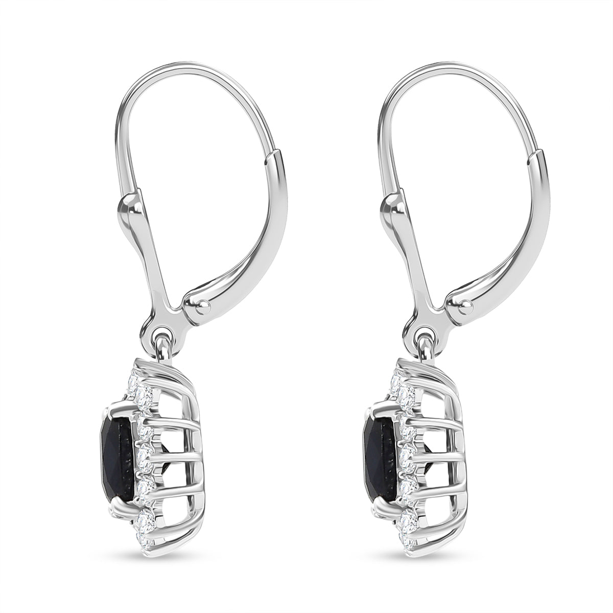 D'Joy AA Diffundierter blauer Saphir, Moissanit Ohrringe 925 Silber rhodiniert ca. 4.31 ct