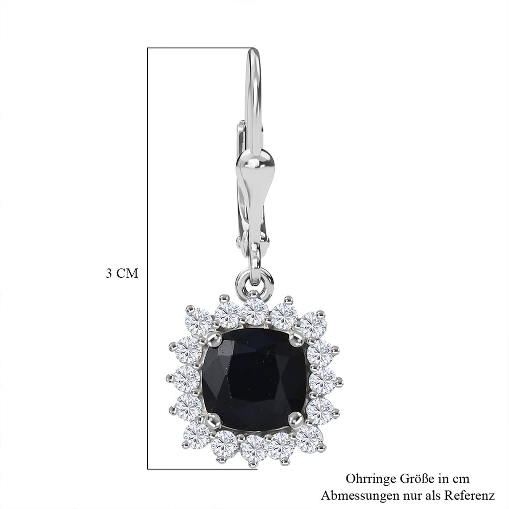 D'Joy AA Diffundierter blauer Saphir, Moissanit Ohrringe 925 Silber rhodiniert ca. 4.31 ct