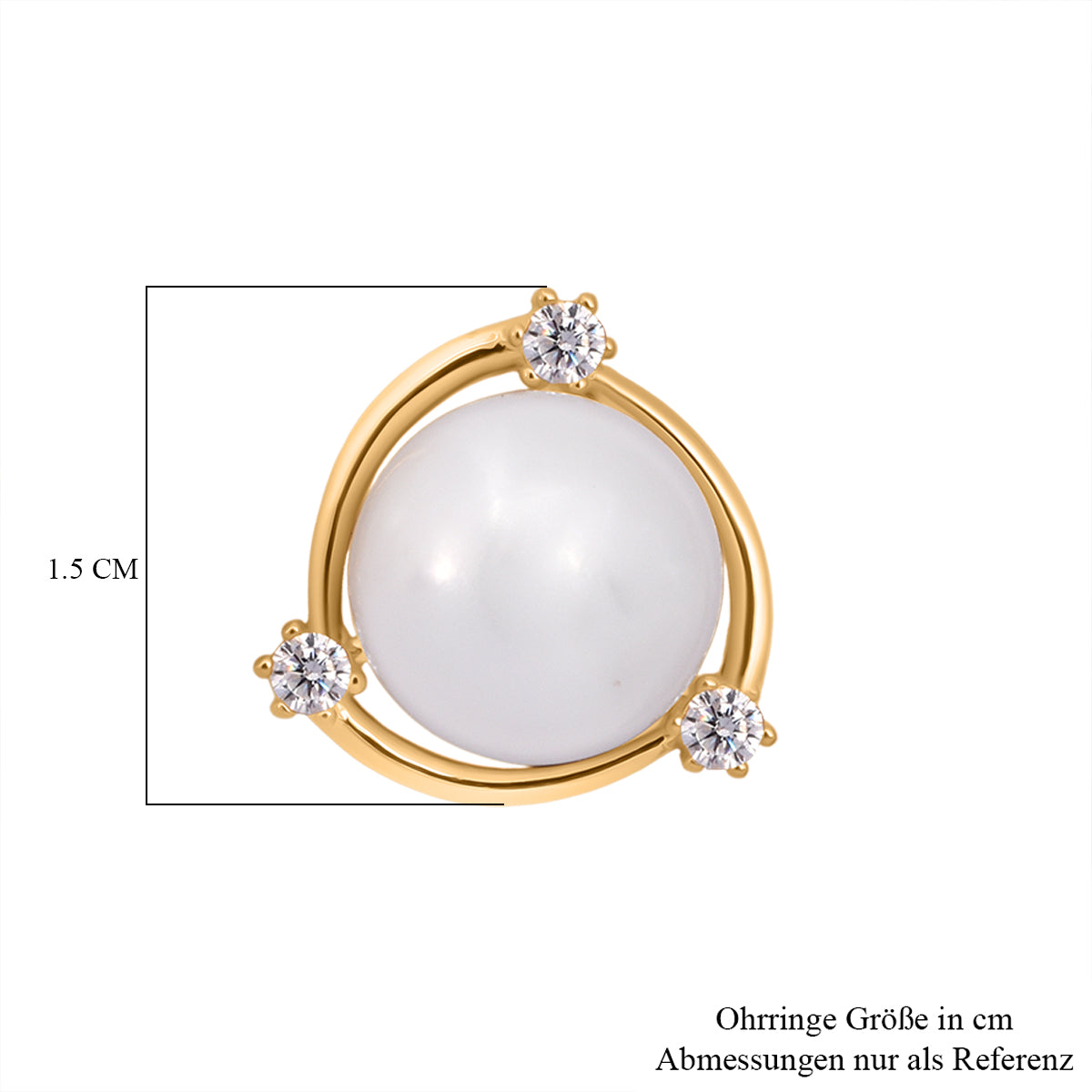 Süßwasser Perle (11 mm), Weißer Zirkonia Ohrringe 925 Silber vergoldet