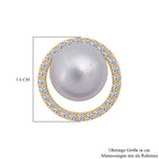 Süßwasser Perle (11 mm), Weißer Zirkonia Ohrringe 925 Silber vergoldet