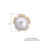Süßwasser Perle (10 mm), Weißer Zirkonia Ohrringe 925 Silber vergoldet