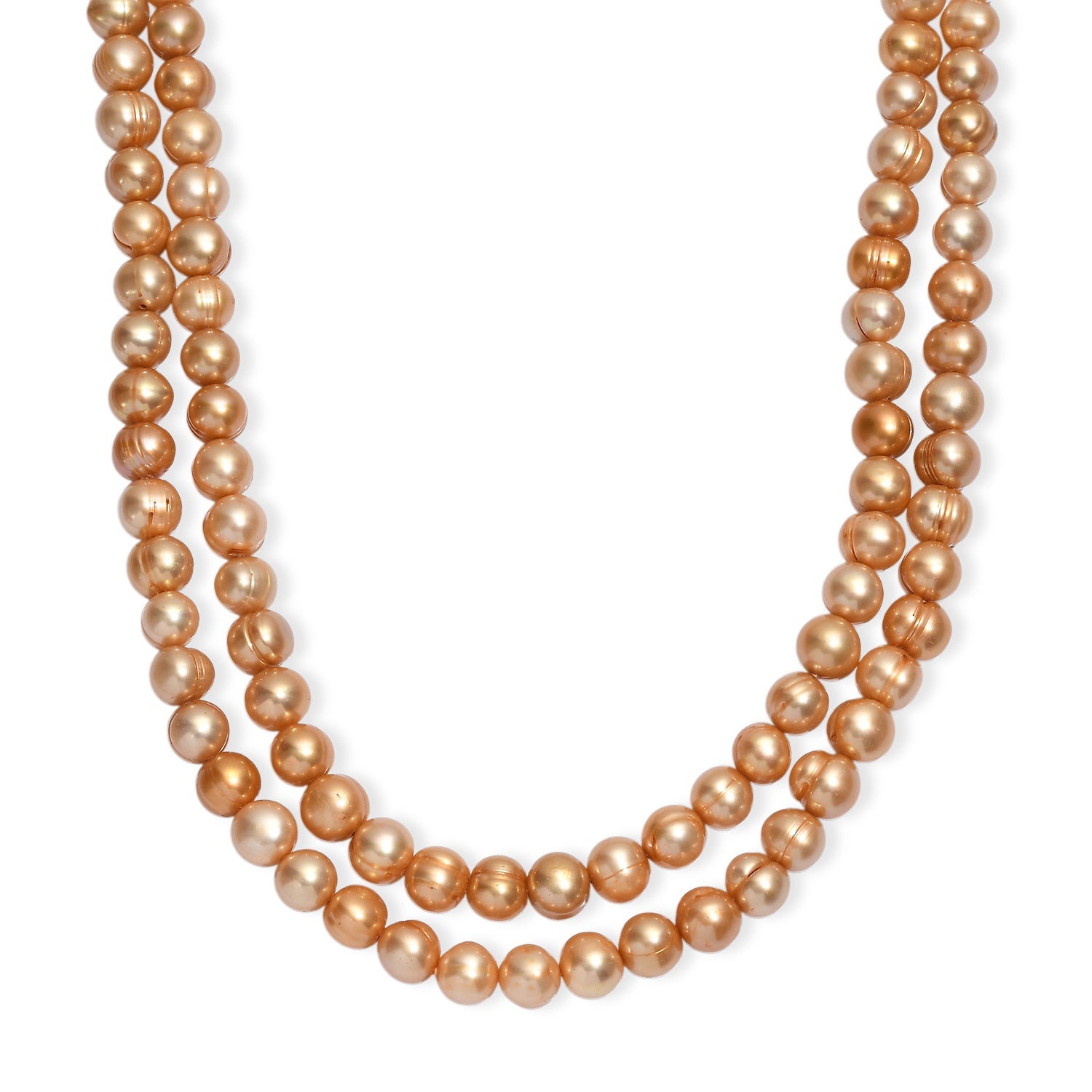 Goldfarbene gefärbte Perle (7.5-8.5 mm) Halskette ca. 107 cm