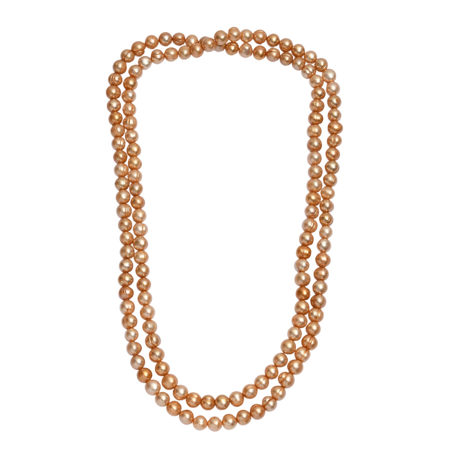 Goldfarbene gefärbte Perle (7.5-8.5 mm) Halskette ca. 107 cm