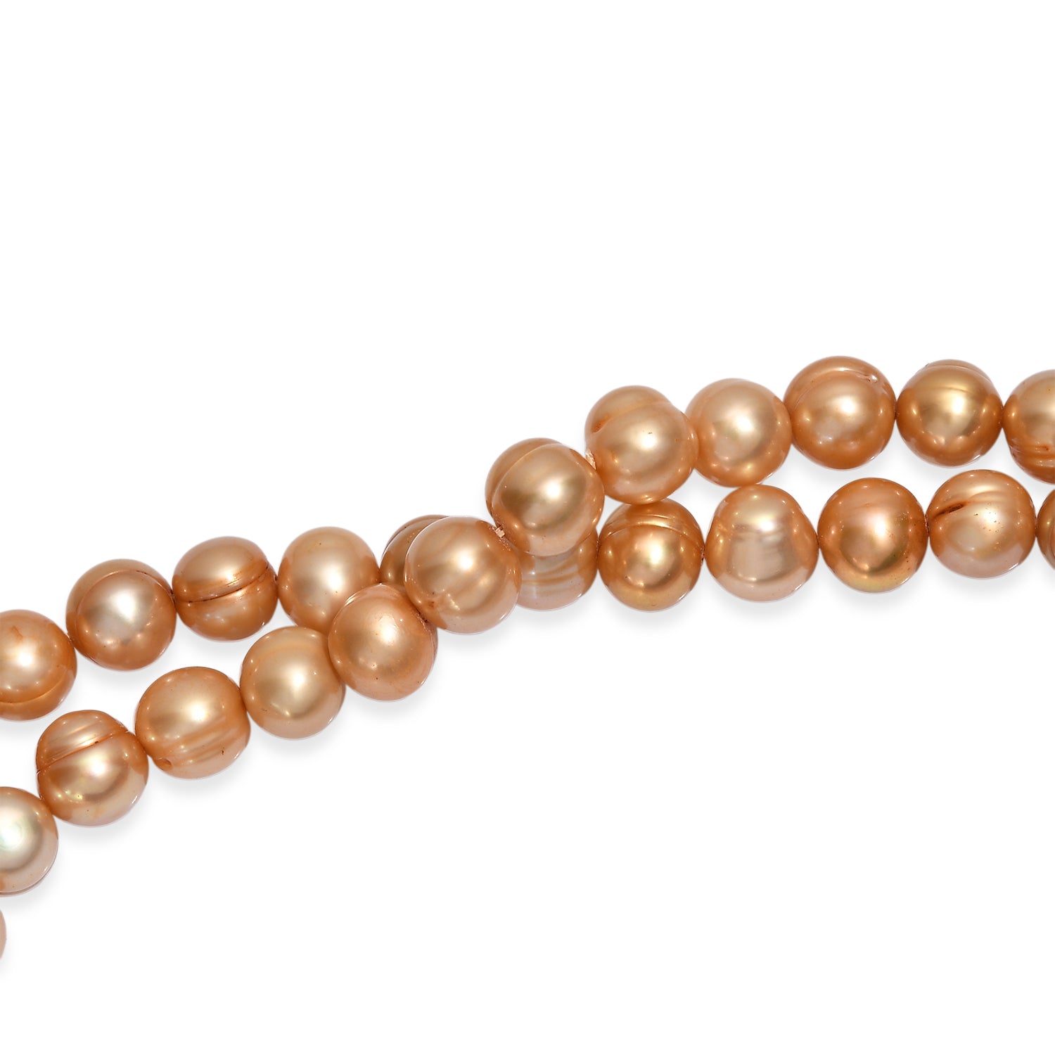 Goldfarbene gefärbte Perle (7.5-8.5 mm) Halskette ca. 107 cm