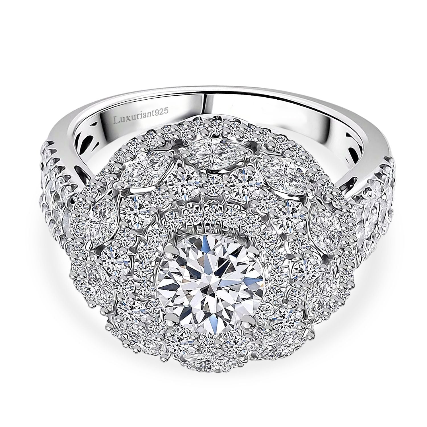 LUXURIANT DIAMOND - Lab Grown Diamant  Ring 925 Silber Rhodiniert (Größe 22.00) ca. 2.50 ct