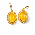 Natürlicher Baltischer Butterscotch-Bernstein Ohrringe 925 Silber Gelbegold