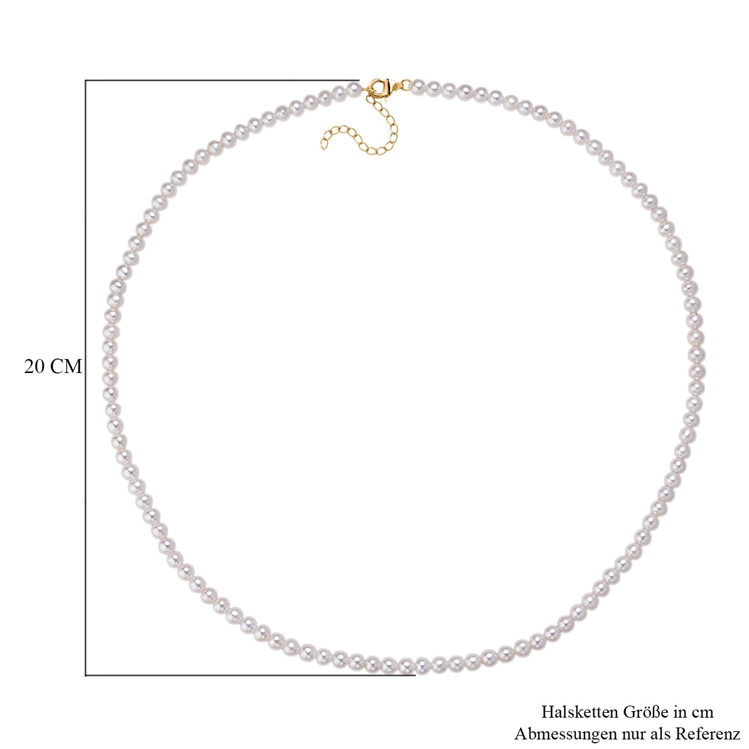 D'Joy AAA Zhuji Akoya-Perle (5-6 mm) Halskette ca. 60 cm + 5 cm Extender, 925 Silber vergoldet