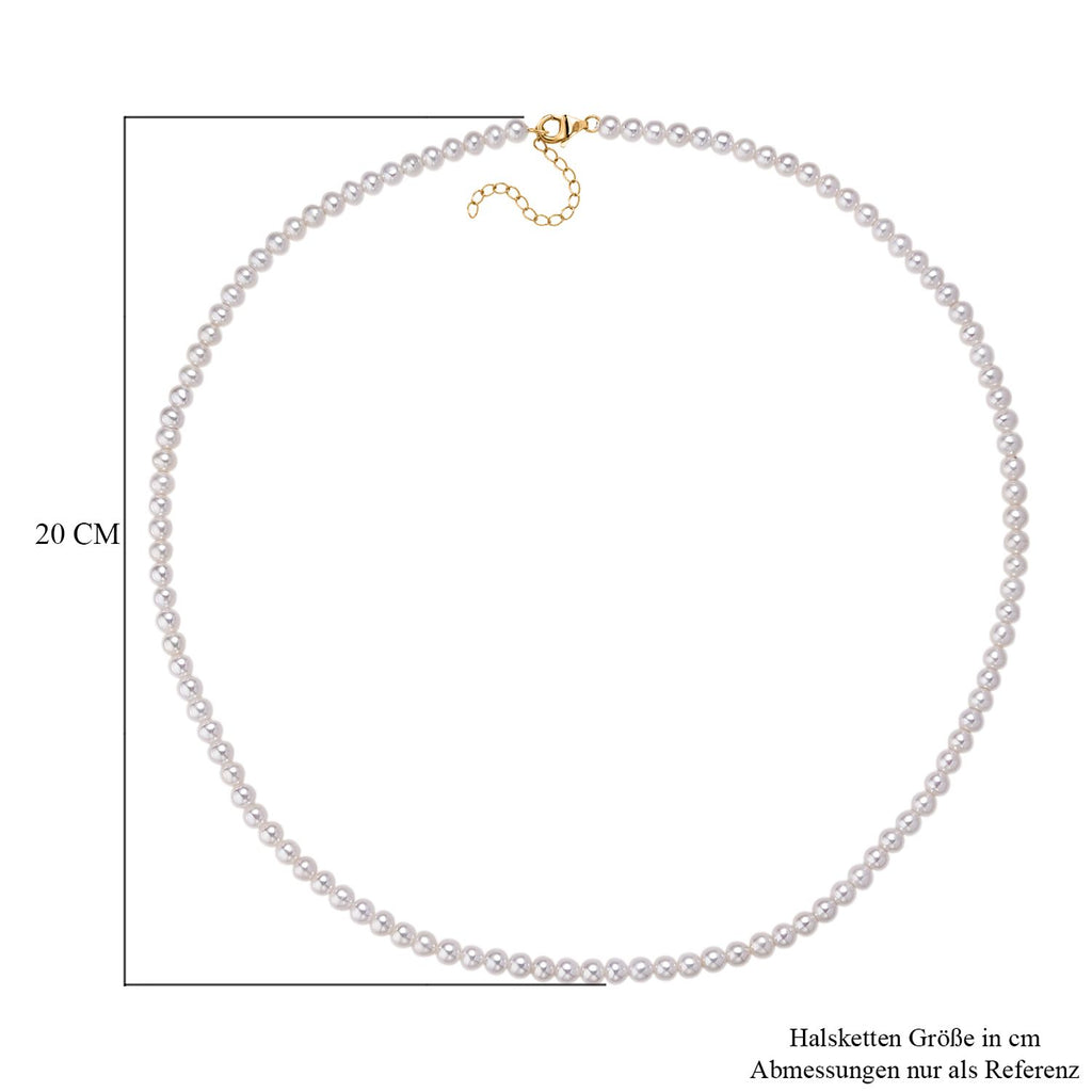 D'Joy AAA Zhuji Akoya-Perle (5-6 mm) Halskette ca. 60 cm + 5 cm Extender, 925 Silber vergoldet