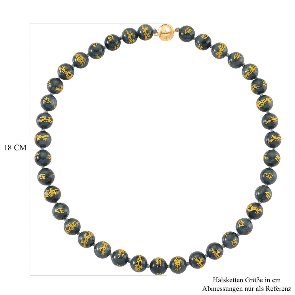 Natürlicher Olmek Jadeit Halskette ca. 50 cm 925 Silber vergoldet ca. 500.00 ct