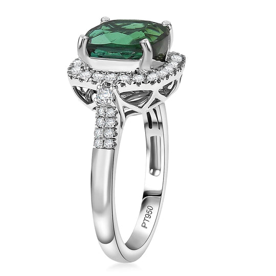 Rhapsody AAAA Santa Rosa Turmalin, Weißer Diamant AGI zertifiziert Ring 950 Platin (Größe 19.00) ca. 3.85 ct