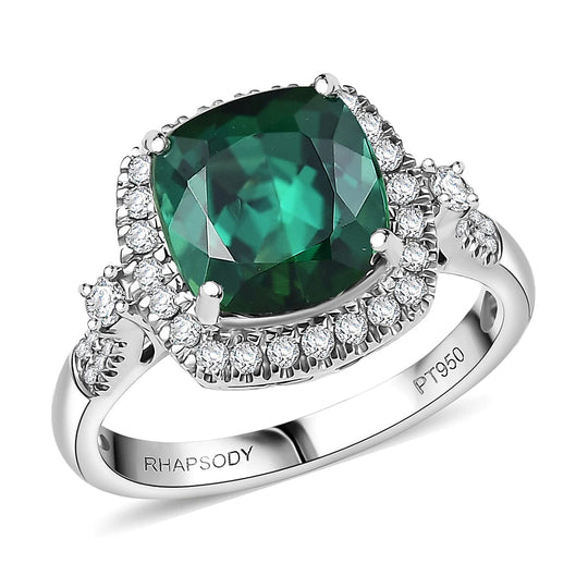 Rhapsody AAAA Santa Rosa Turmalin, Weißer Diamant AGI zertifiziert Ring 950 Platin (Größe 19.00) ca. 3.85 ct