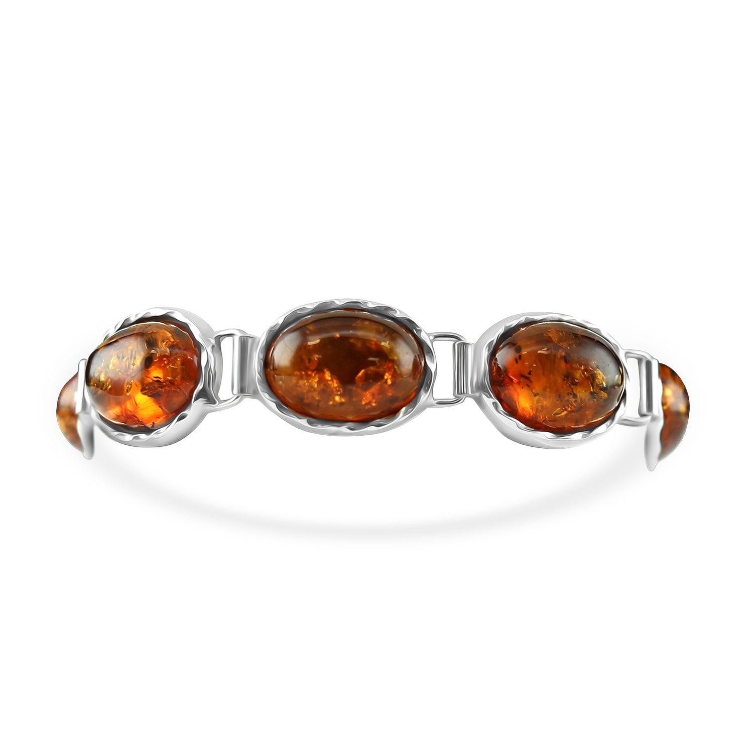 AA Natürliches Bernstein Armband, ca. 19 cm 925 Silber Sandgestrahlt