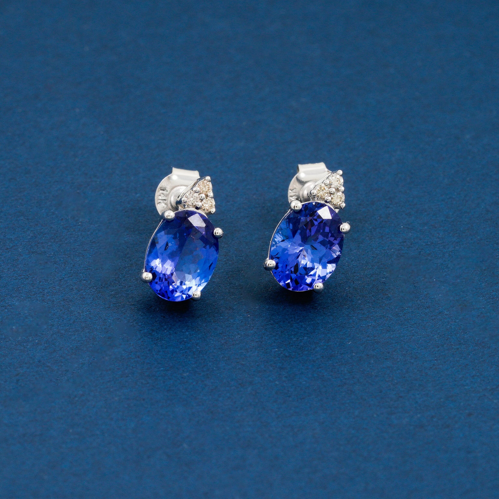 LUXORO AAAA Tansanit, Weißer Diamant AGI zertifiziert und geprüft Ohrringe 585 Weiß Gold ca. 3,50 ct.