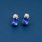 LUXORO AAAA Tansanit, Weißer Diamant AGI zertifiziert und geprüft Ohrringe 585 Weiß Gold ca. 3,50 ct.