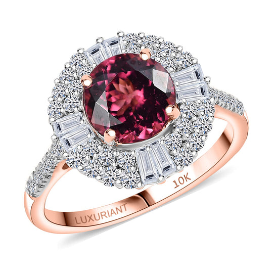 Luxuriant - AAA Rosa Granat, Lab Grown Diamant AGI zertifiziert Ring 417 Gold (Größe 17.00) ca. 3.55 ct
