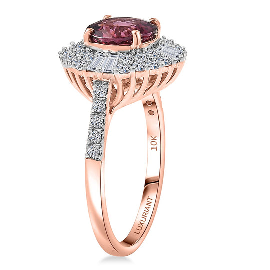 Luxuriant - AAA Rosa Granat, Lab Grown Diamant AGI zertifiziert Ring 417 Gold (Größe 17.00) ca. 3.55 ct