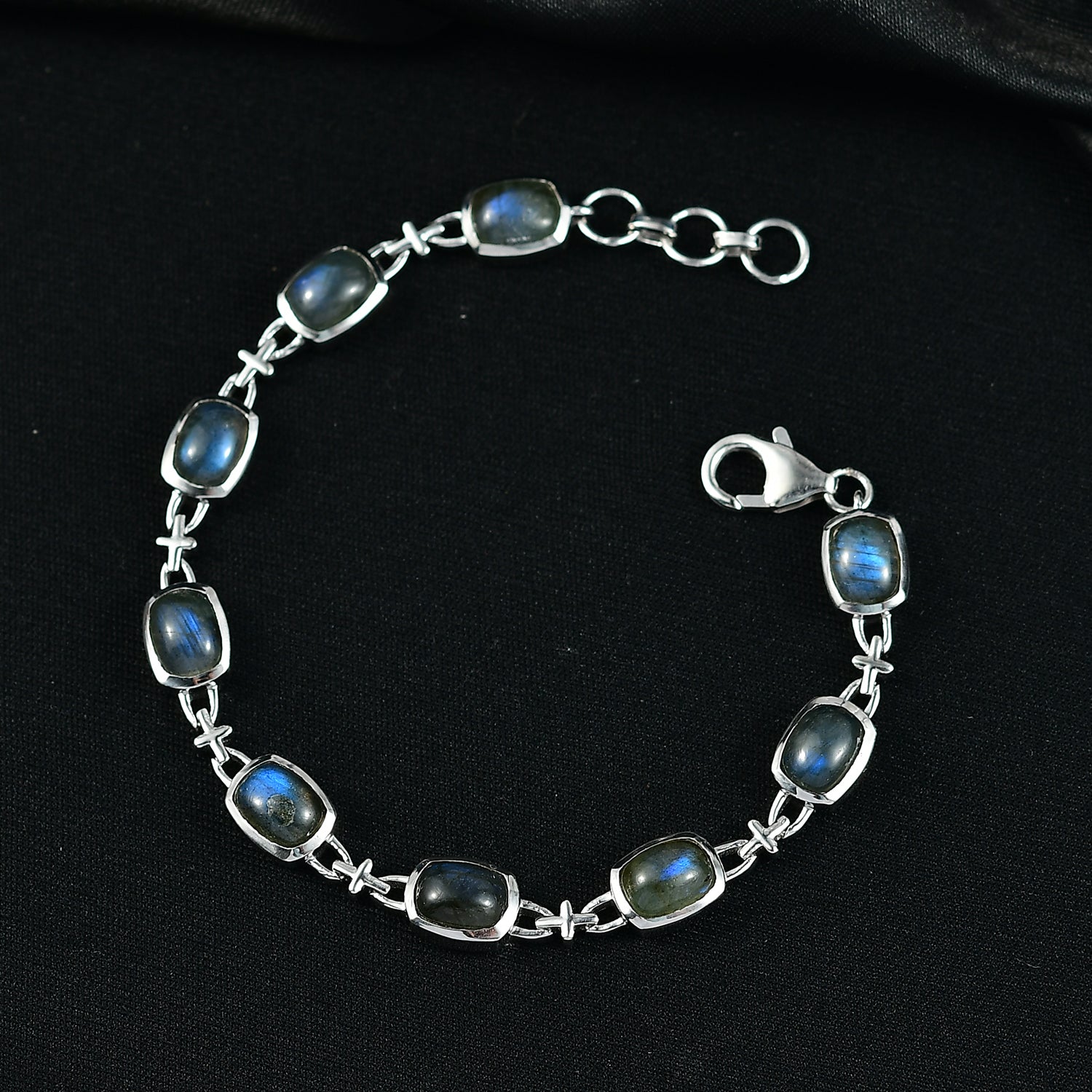 D'Joy AAA Labradorit Armband ca. 19 cm 925 Silber Rhodiniert ca. 12.85 ct