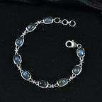 D'Joy AAA Labradorit Armband ca. 19 cm 925 Silber Rhodiniert ca. 12.85 ct