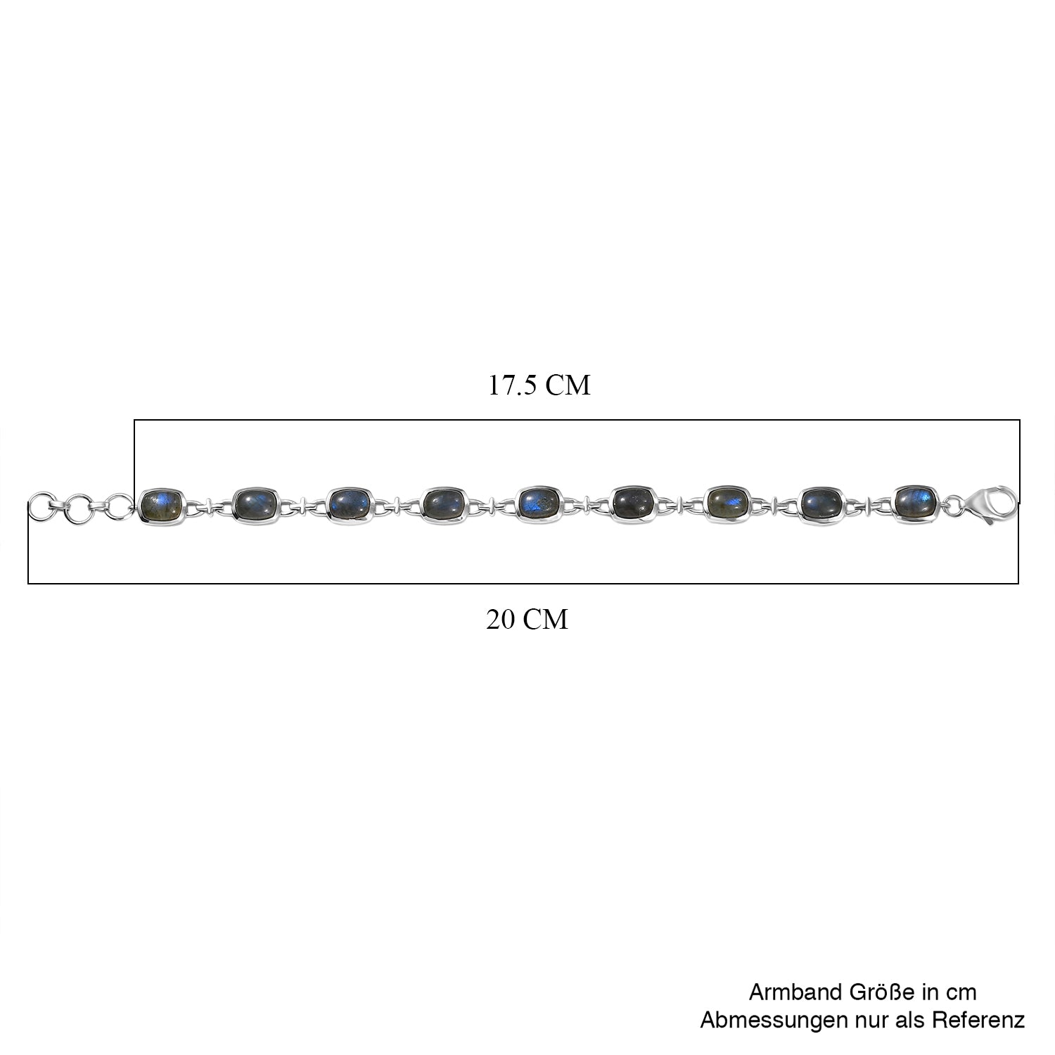 D'Joy AAA Labradorit Armband ca. 19 cm 925 Silber Rhodiniert ca. 12.85 ct