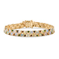 D'Joy Natürlicher, äthiopischer Welo Opal, Masoala Saphir (Fissure gefüllt) Armband ca. 19 cm 925 Silber 750 Gelbgold Vermeil ca. 13,26 ct.