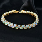 D'Joy Natürlicher, äthiopischer Welo Opal, Masoala Saphir (Fissure gefüllt) Armband ca. 19 cm 925 Silber 750 Gelbgold Vermeil ca. 13,26 ct.
