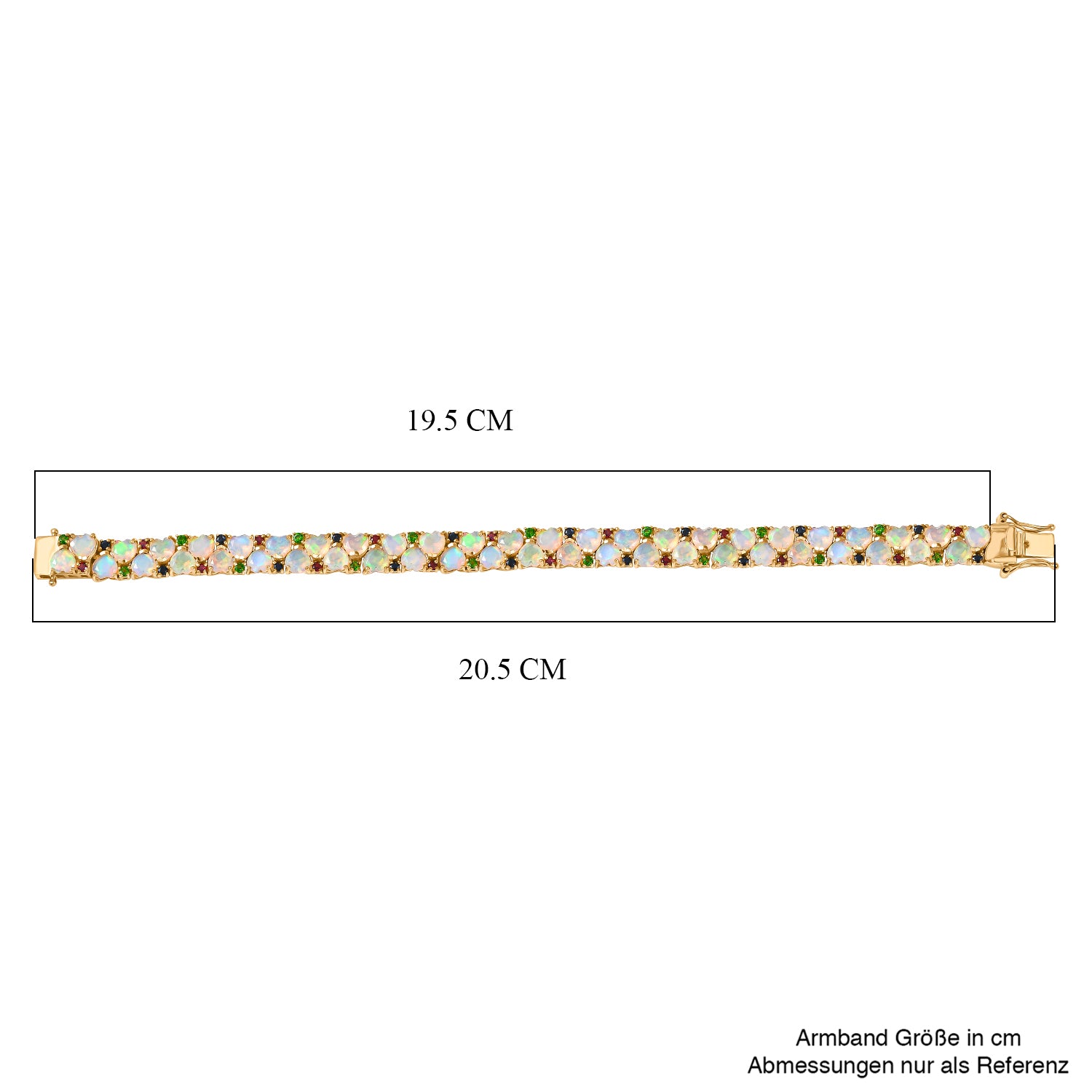 D'Joy Natürlicher, äthiopischer Welo Opal, Masoala Saphir (Fissure gefüllt) Armband ca. 19 cm 925 Silber 750 Gelbgold Vermeil ca. 13,26 ct.
