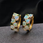 D'Joy Natürlicher, äthiopischer Welo Opal, Masoala Saphir (Fissure gefüllt) Ohrringe 925 Silber 750 Gelbgold Vermeil ca. 3.70 ct