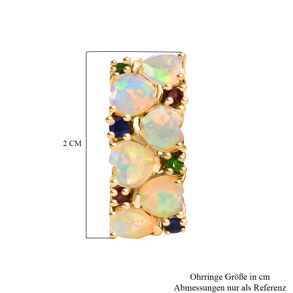 D'Joy Natürlicher, äthiopischer Welo Opal, Masoala Saphir (Fissure gefüllt) Ohrringe 925 Silber 750 Gelbgold Vermeil ca. 3.70 ct