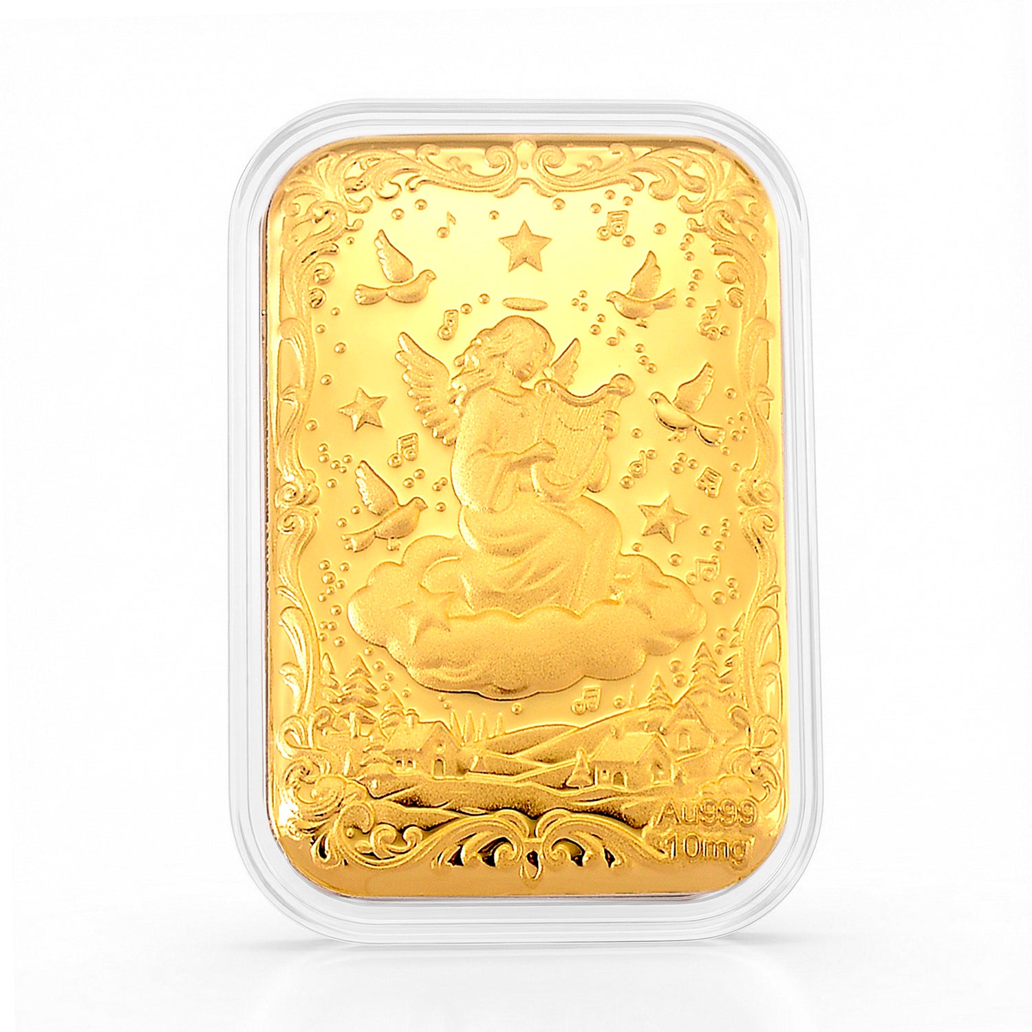 EXKLUSIVES GESCHENK - 999er Goldfolie mit Engel, 10mg