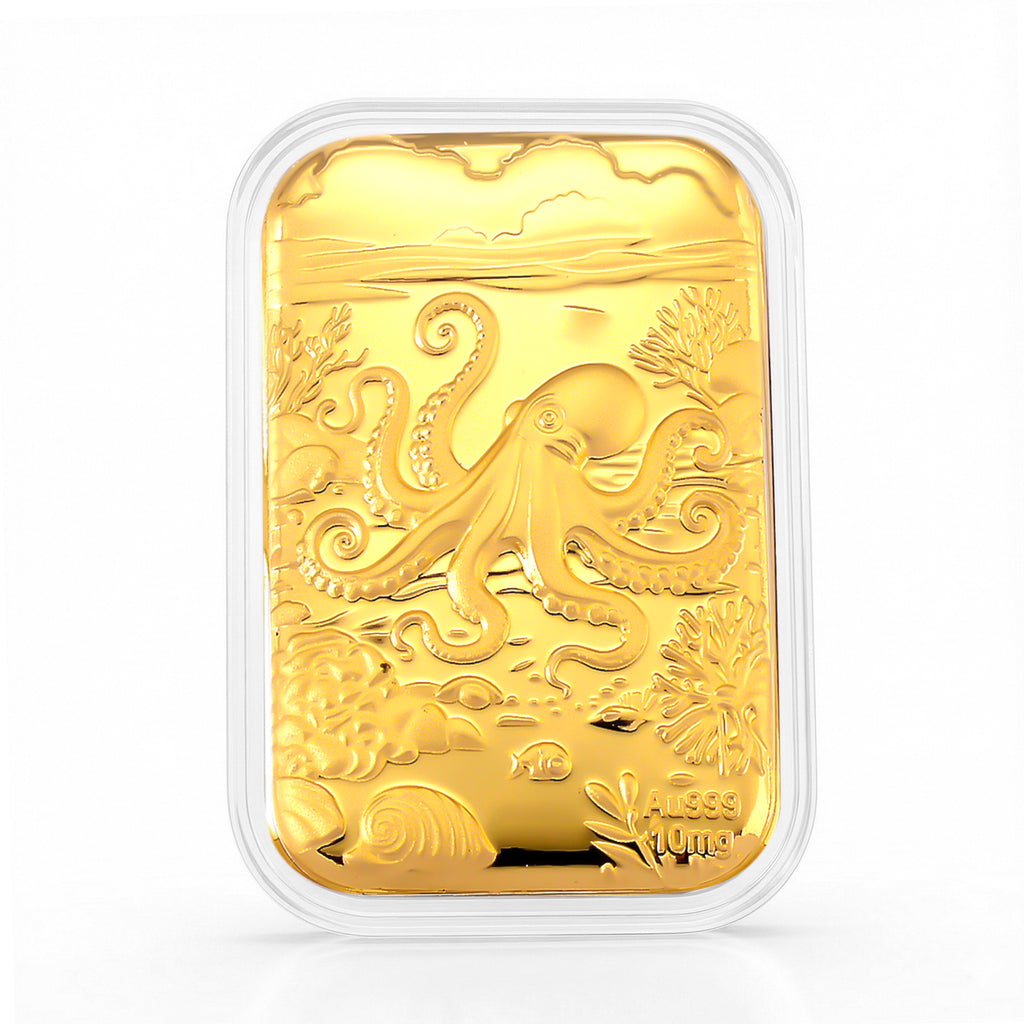 999er Goldfolie mit Oktopus-Motiv, 4,5x3,1cm, 10mg