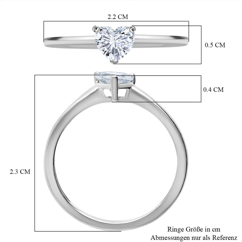 LUXURIANT DIAMOND - Lab Grown Diamant VS-EF Herz-Schliff SI-GH SGL zertifiziert Ring 925 Silber rhodiniert (Größe 17.00) ca. 0.52 ct