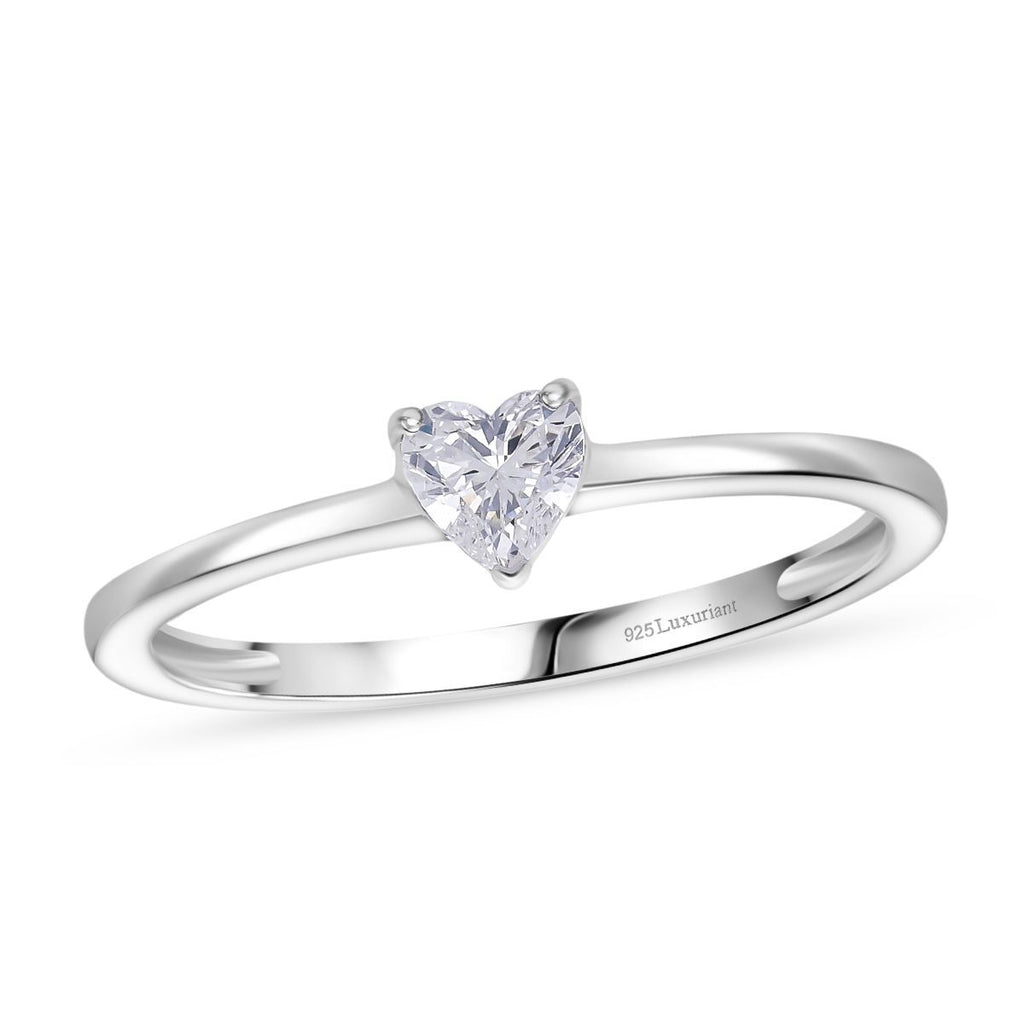 LUXURIANT DIAMOND - Lab Grown Diamant VS-EF Herz-Schliff SI-GH SGL zertifiziert Ring 925 Silber rhodiniert (Größe 17.00) ca. 0.52 ct