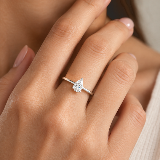 LUXURIANT 0,50 ct. VS-EF Labor Ovalschliff Diamant Ring, 925 Silber rhodiniert