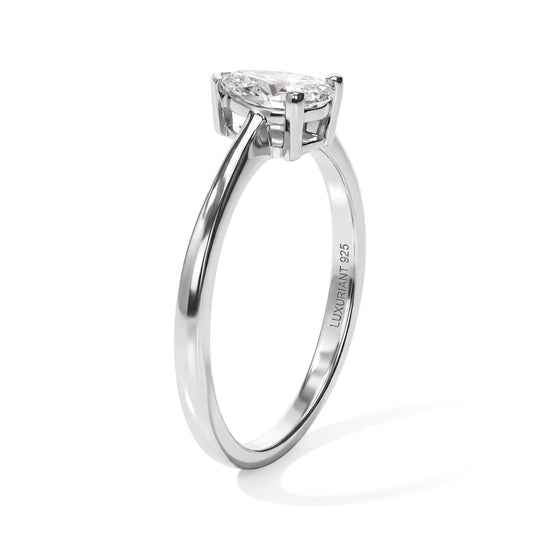 LUXURIANT 0,50 ct. VS-EF Labor Ovalschliff Diamant Ring, 925 Silber rhodiniert