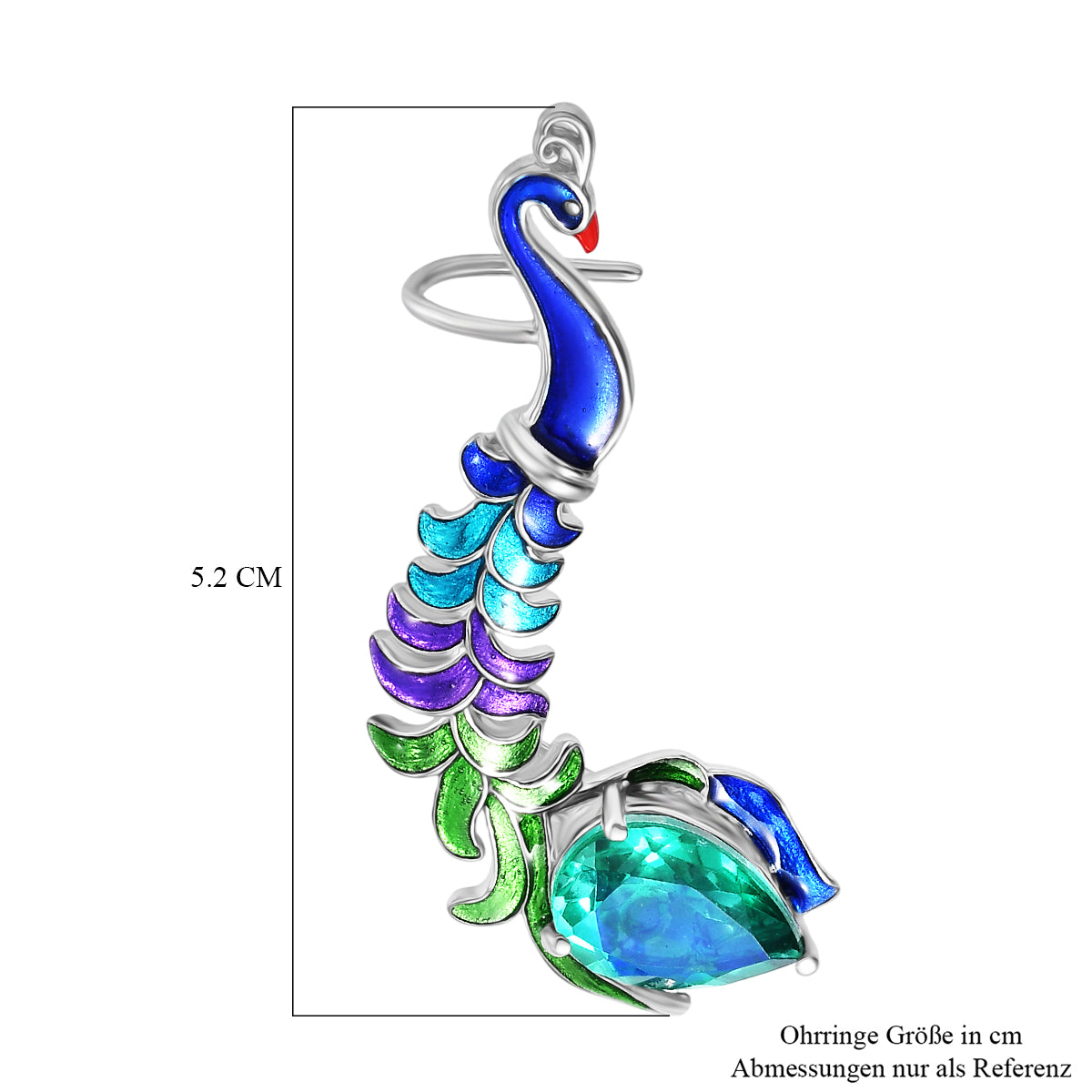 EVER TRUE Pfau Quarz Triplette Ohrringe Nickelfreies Messing, Emailliert, ca. 10,57 ct.