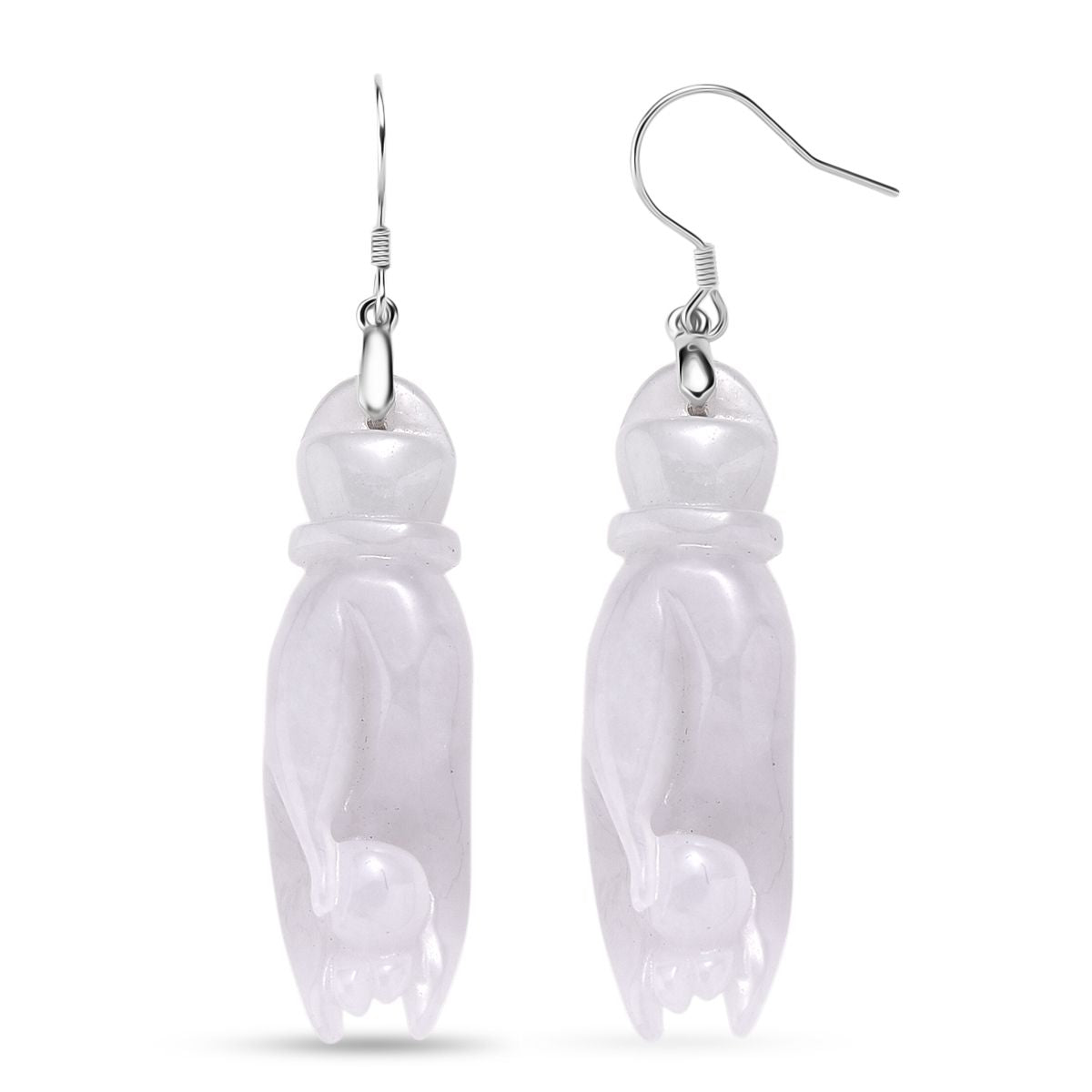 EXTREM SELTEN Natürliche Weiße Jade Ohrringe 925 Silber rhodiniert ca. 75.00 ct