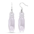 EXTREM SELTEN Natürliche Weiße Jade Ohrringe 925 Silber rhodiniert ca. 75.00 ct