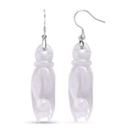 EXTREM SELTEN Natürliche Weiße Jade Ohrringe 925 Silber rhodiniert ca. 75.00 ct