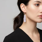 EXTREM SELTEN Natürliche Weiße Jade Ohrringe 925 Silber rhodiniert ca. 75.00 ct