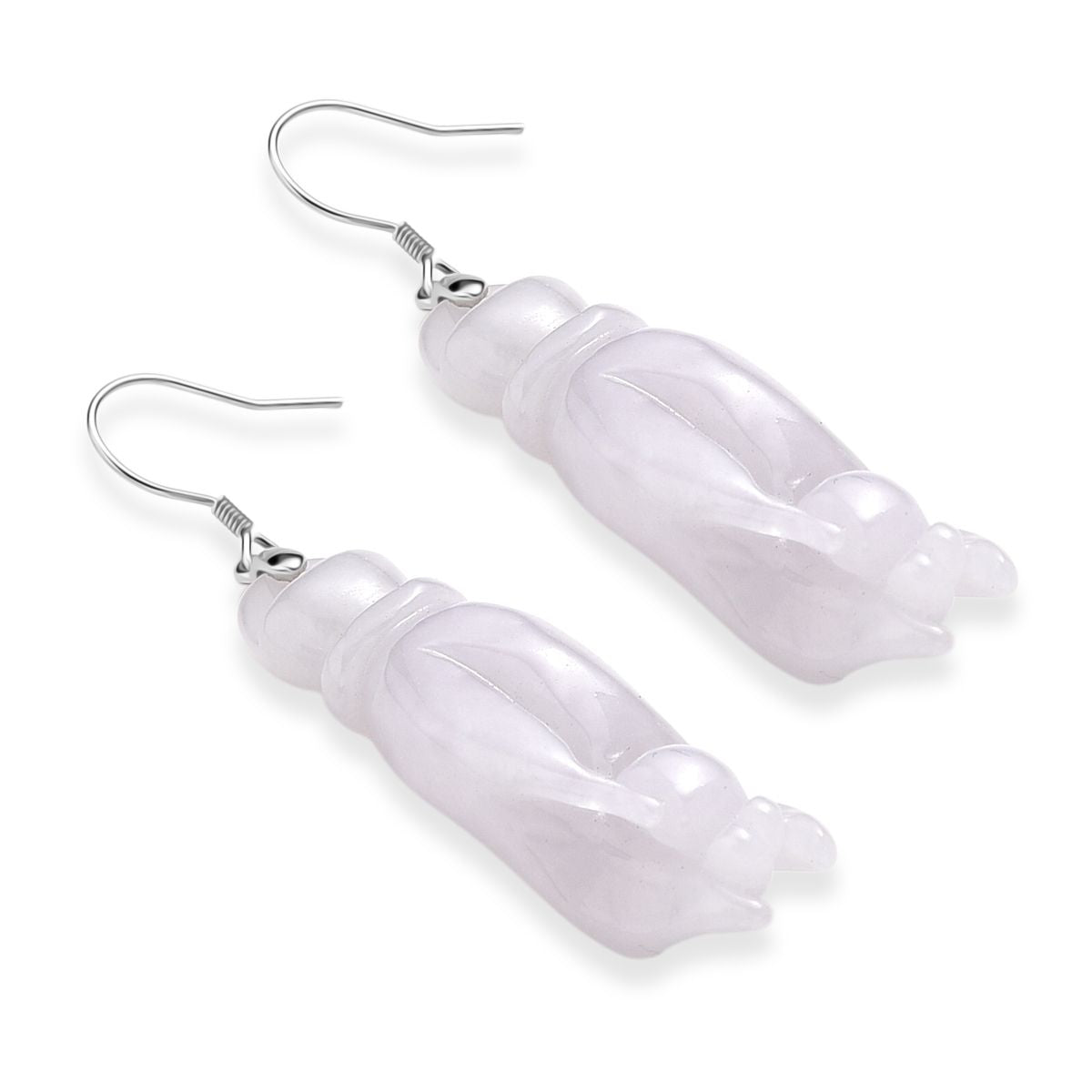 EXTREM SELTEN Natürliche Weiße Jade Ohrringe 925 Silber rhodiniert ca. 75.00 ct