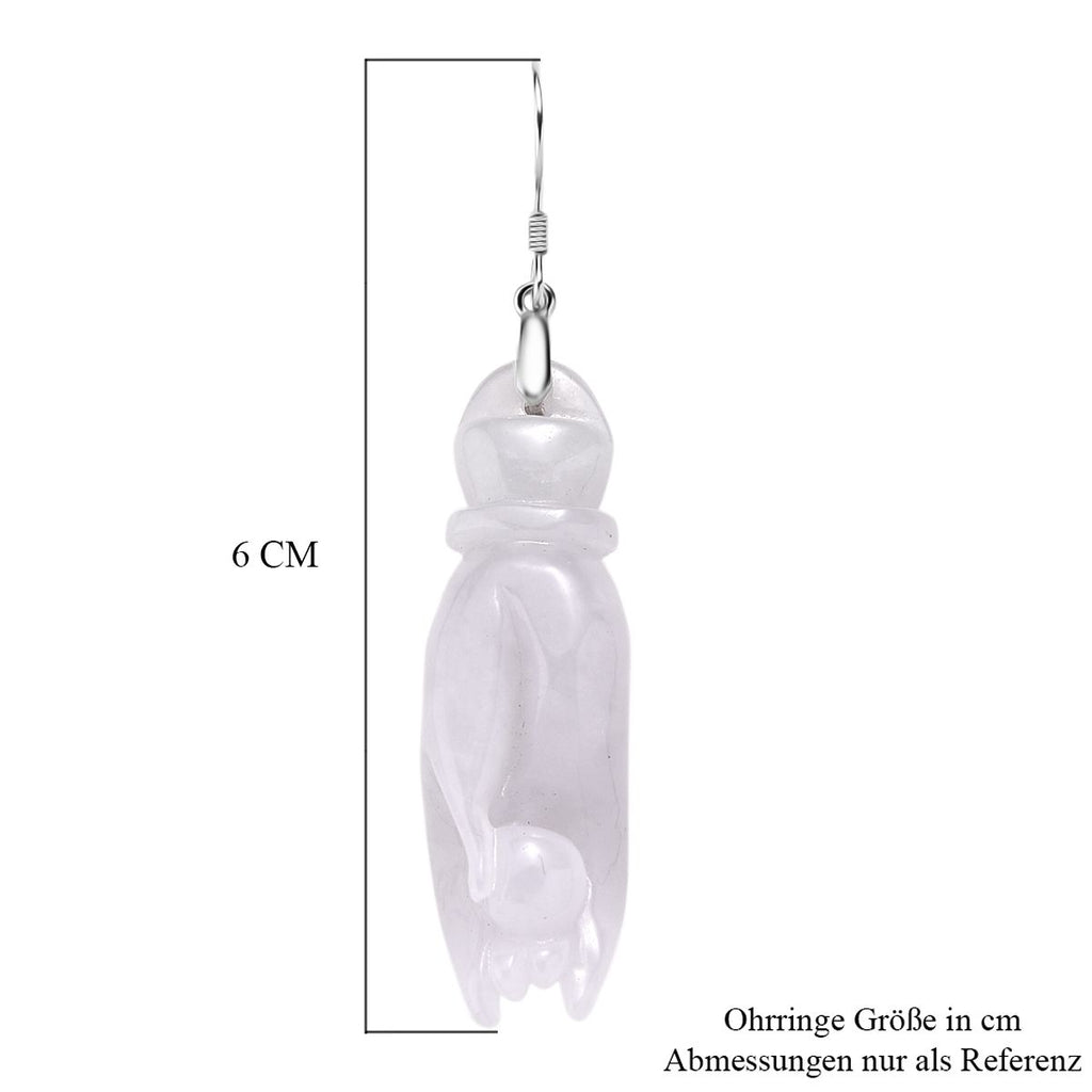 EXTREM SELTEN Natürliche Weiße Jade Ohrringe 925 Silber rhodiniert ca. 75.00 ct