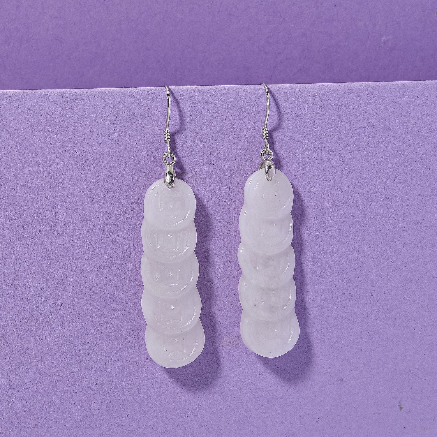 EXTREM SELTEN Weiße Jade Ohrringe 925 Silber rhodiniert ca. 55.00 ct
