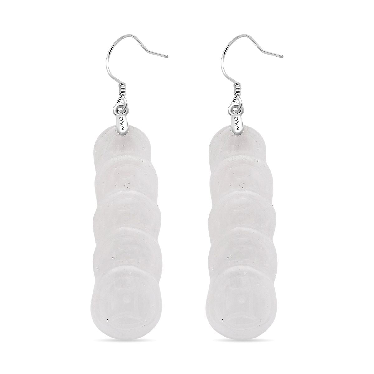 EXTREM SELTEN Weiße Jade Ohrringe 925 Silber rhodiniert ca. 55.00 ct
