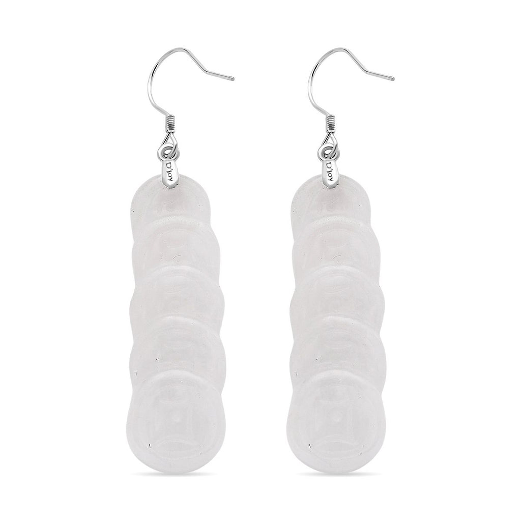 EXTREM SELTEN Weiße Jade Ohrringe 925 Silber rhodiniert ca. 55.00 ct